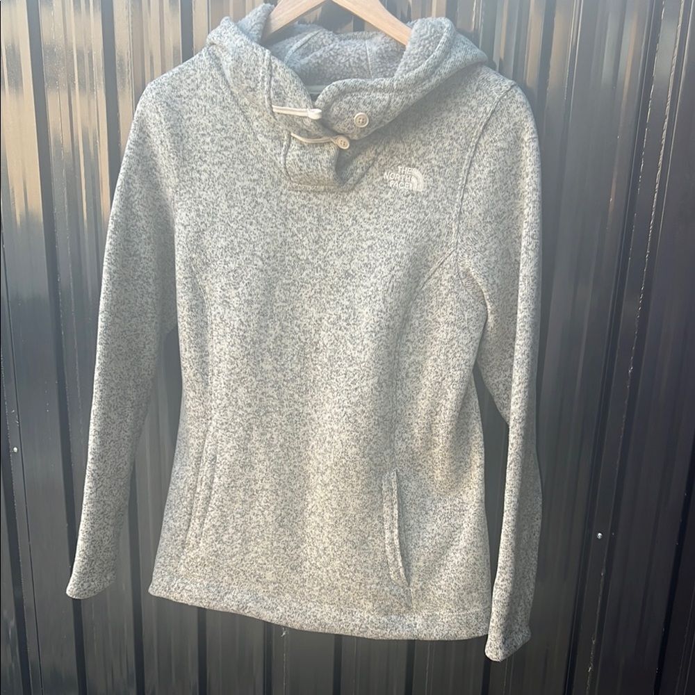 The North Face Crescent Sunset Hoodie Girls Grey Heather Sweater Fleece Pullover